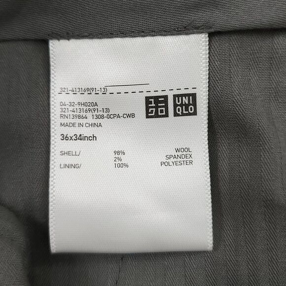 Uniqlo Pants Mens 36x31 Gray Premium Wool Flat Front Straight Leg Super 110's - Picture 9 of 11